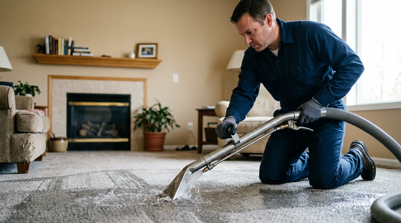Water damage restoration technician working near Moosup, CT